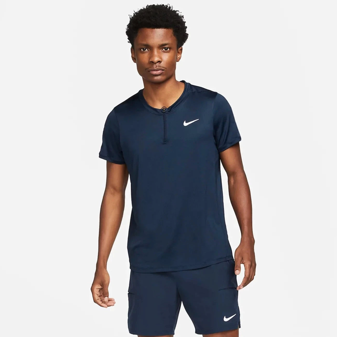Nike Men's Dri-FIT Advantage Zip Polo (Obsidian/White) 3 Nike Men's Dri-FIT Advantage Zip Polo (Obsidian/White)