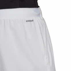 Adidas Men's Club Stretch Woven 7-Inch Shorts (White/Black) 12 Adidas Men's Club Stretch Woven 7-Inch Shorts (White/Black) -RACQUET GUYS Shop GH7222 APP on model detail 1 white