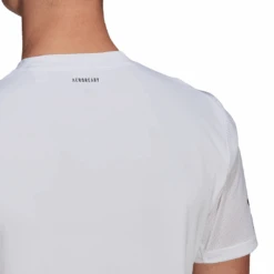 Adidas Men's Club 3 Stripes Top (White/Black) -RACQUET GUYS Shop GL5401 APP on model detail 1 white