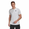 Adidas Men's Club 3 Stripes Top (White/Black) -RACQUET GUYS Shop GL5401 APP on model standard white