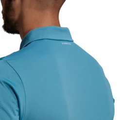 Adidas Men's Club 3 Stripes Polo (Hazy Blue/White) -RACQUET GUYS Shop GL5422 APP on model detail 2 white