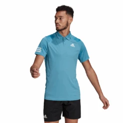 Adidas Men's Club 3 Stripes Polo (Hazy Blue/White)