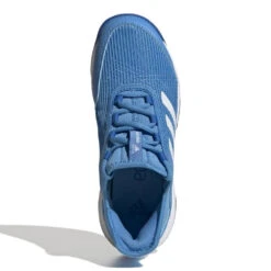 Adidas Adizero Club Junior Tennis Shoe (Pulse Blue/Cloud White) -RACQUET GUYS Shop GX1854 3 FOOTWEAR Photography TopPortraitView white