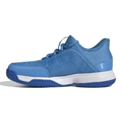 Adidas Adizero Club Junior Tennis Shoe (Pulse Blue/Cloud White) -RACQUET GUYS Shop GX1854 5 FOOTWEAR Photography SideMedialCenterView white