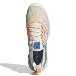 Adidas Adizero Ubersonic 4 Parley Men's Tennis Shoes (White/Beam Orange) -RACQUET GUYS Shop GX9623 3 FOOTWEAR Photography TopPortraitView white