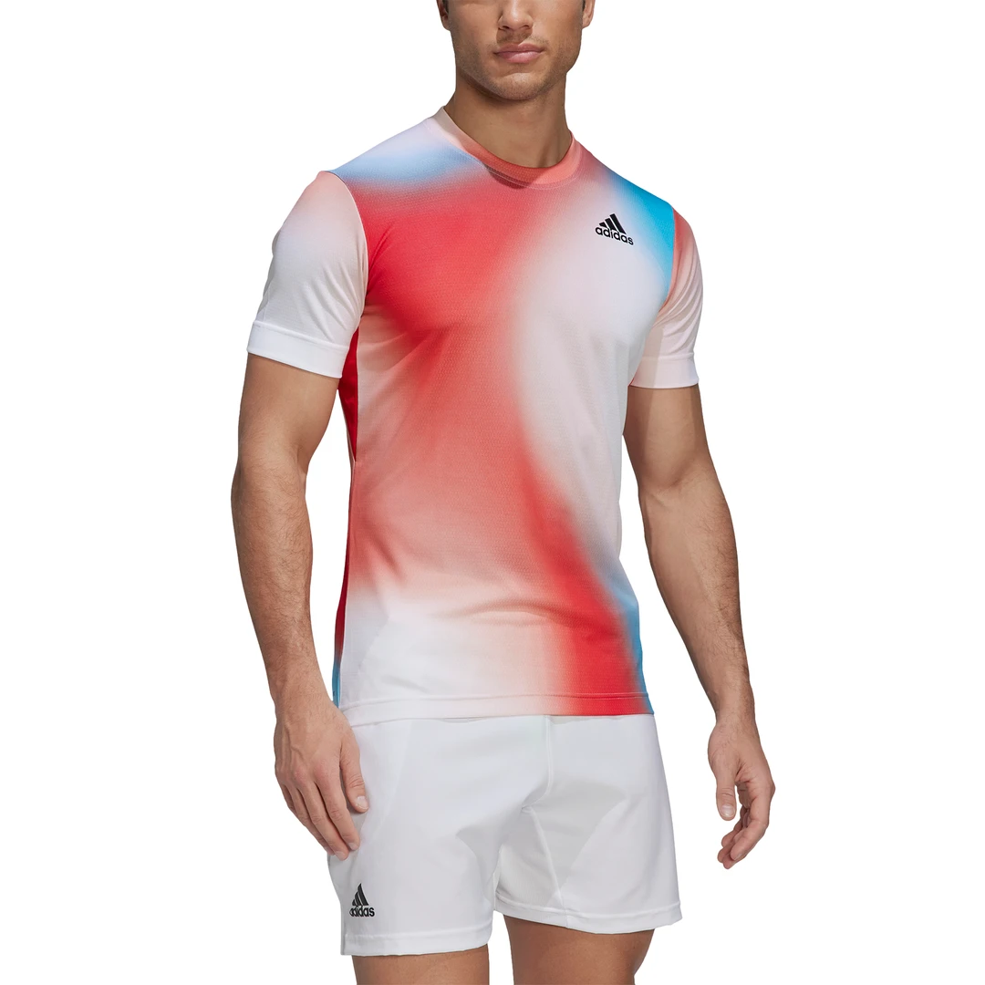 Adidas Men's Melbourne FreeLift Printed Top (White/Vivid Red/Black) 4 Adidas Men's Melbourne FreeLift Printed Top (White/Vivid Red/Black) - Image 2