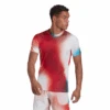 Adidas Men's Melbourne FreeLift Printed Top (White/Vivid Red/Black) -RACQUET GUYS Shop H67126 APP on model standard white