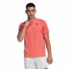 Adidas Men's 3 Stripes Club Top (Semi Turbo/Black) -RACQUET GUYS Shop HB9075 APP on model standard white