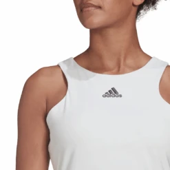 Adidas Women's Tennis Y-Tank Top (White) -RACQUET GUYS Shop HF0842 APP on model detail 1 white