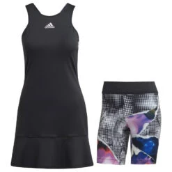 Adidas Women's US Series Y-Dress (Black/Clear Pink) 10 Adidas Women's US Series Y-Dress (Black/Clear Pink) -RACQUET GUYS Shop HF6329 2 APPAREL Photography FrontView white