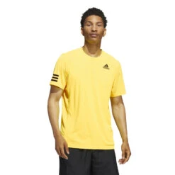 Adidas Men's Club 3 Stripes Top (Yellow) 9 Adidas Men's Club 3 Stripes Top (Yellow) -RACQUET GUYS Shop HN3903 3 APPAREL OnModel StandardView white