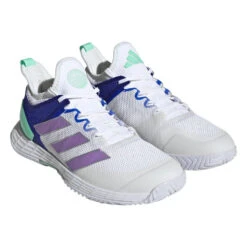 Adidas Adizero Ubersonic 4 Women's Tennis Shoe (White) -RACQUET GUYS Shop HQ8390 6 FOOTWEAR Photography FrontLateralTopView transparent