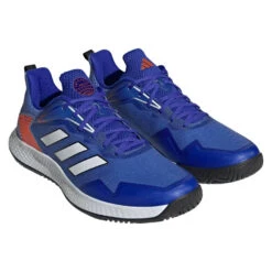 Adidas Defiant Speed Men's Tennis Shoe (Blue/White) -RACQUET GUYS Shop HQ8455 6 FOOTWEAR Photography FrontLateralTopView transparent