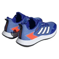 Adidas Defiant Speed Men's Tennis Shoe (Blue/White) -RACQUET GUYS Shop HQ8455 7 FOOTWEAR Photography BackLateralTopView transparent