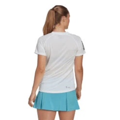 Adidas Women's Club 3 Stripe Top (White) -RACQUET GUYS Shop HS1449 5 APPAREL OnModel BackView transparent