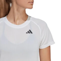 Adidas Women's Club 3 Stripe Top (White) -RACQUET GUYS Shop HS1449 8 APPAREL OnModel DetailView1 transparent