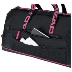 Head Coco Duffel 8 Pack Racquet Bag (Black/Pink) -RACQUET GUYS Shop Presentation 283651 Coco Duffle Bag BKPK 4 1