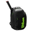 Wilson Super Tour Backpack Racquet Bag (Black/Green) -RACQUET GUYS Shop WR8004301001 Super Tour Backpack BKGR Front wRackets