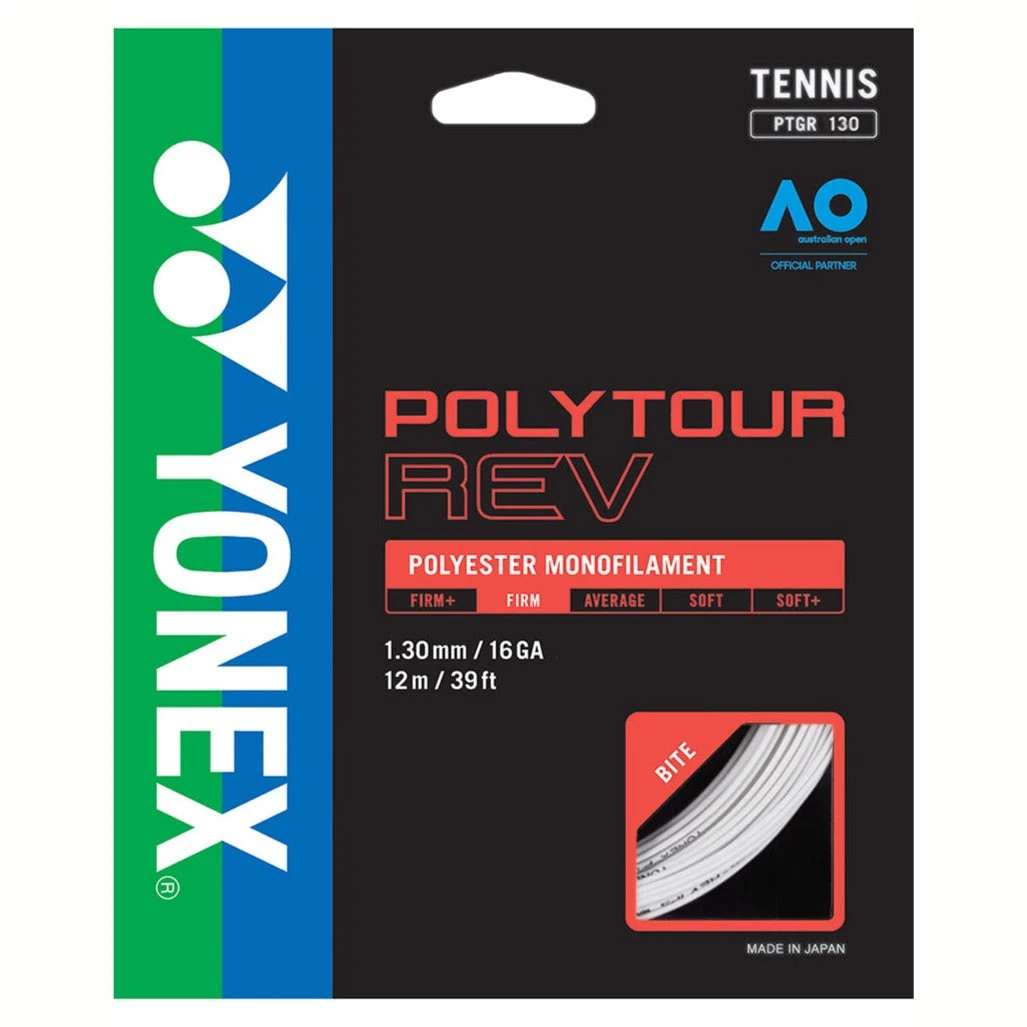 Yonex Poly Tour Rev 16/1.30 Tennis String (White) 3 Yonex Poly Tour Rev 16/1.30 Tennis String (White)