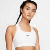Nike Women's Dri-FIT Swoosh Medium Support 1 Piece Pad Sports Bra (White/Black) -RACQUET GUYS Shop dri fit swoosh support 1 piece pad sports bra mx9N8j